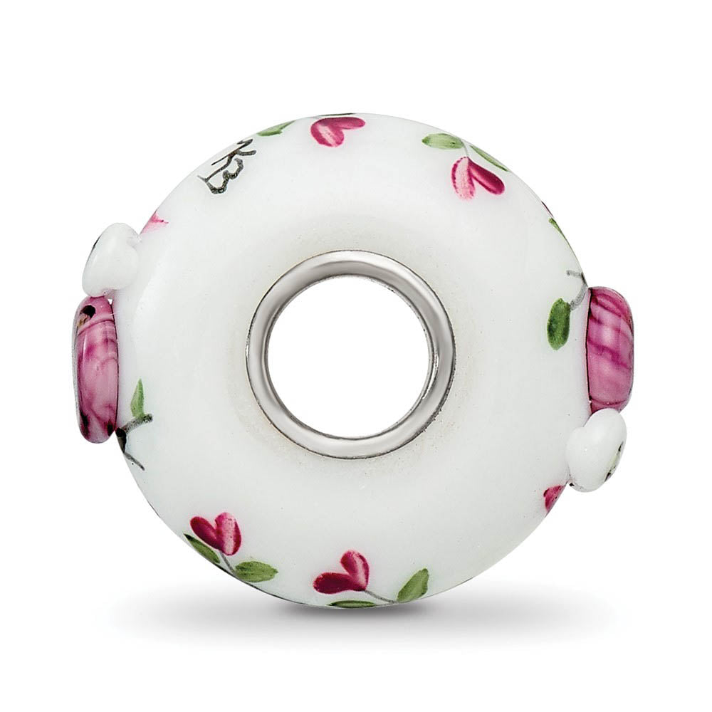 Alternate view of the Fenton Sterling Silver Two Hoots for You 3D Glass Bead Charm by The Black Bow Jewelry Co.