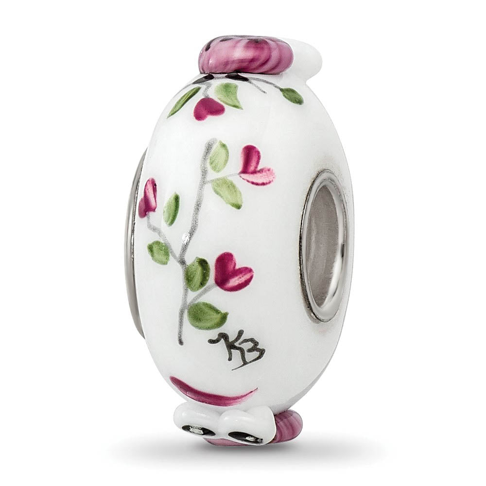 Alternate view of the Fenton Sterling Silver Two Hoots for You 3D Glass Bead Charm by The Black Bow Jewelry Co.