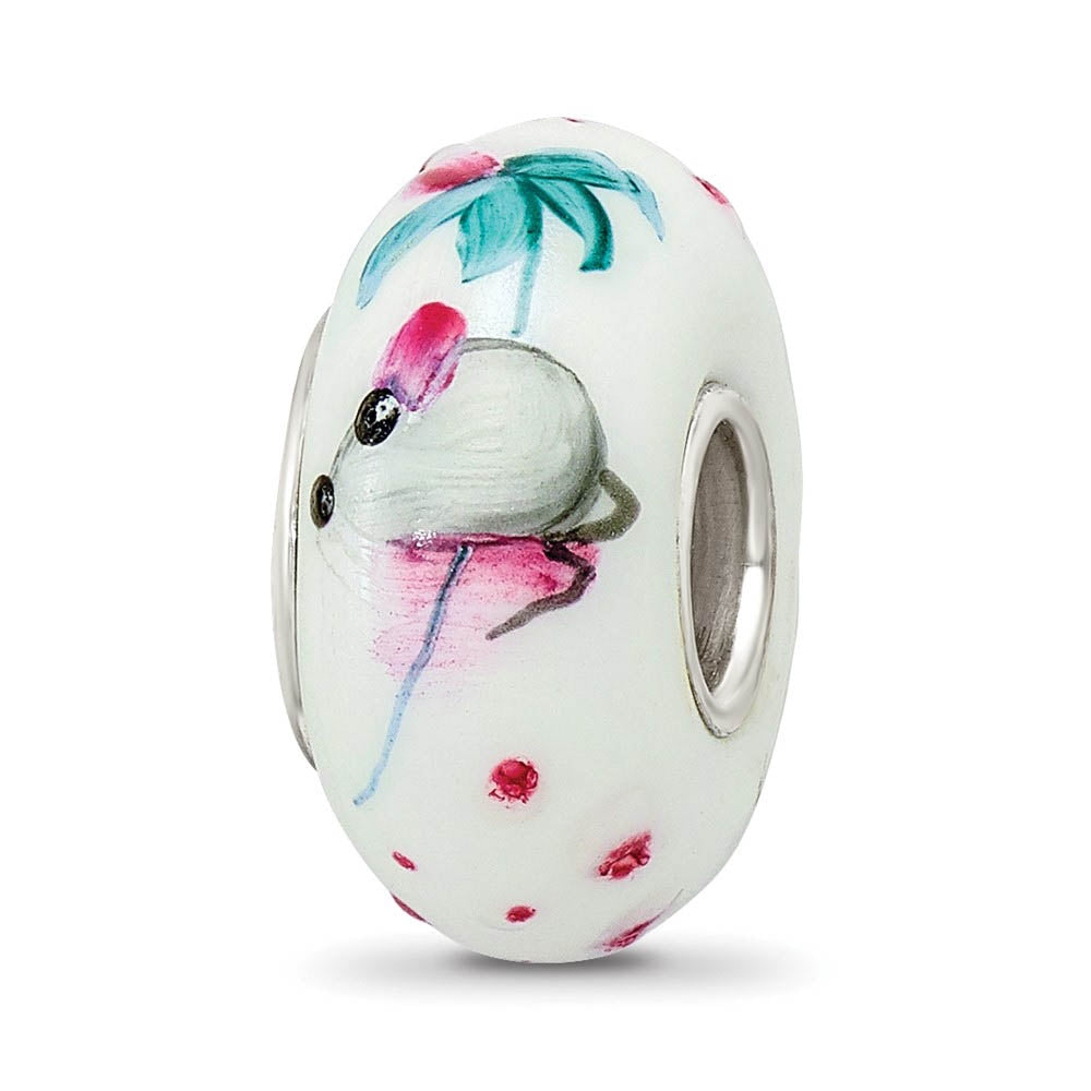 Alternate view of the Fenton Sterling Silver Hand Painted Stella Mouse Glass Bead Charm by The Black Bow Jewelry Co.