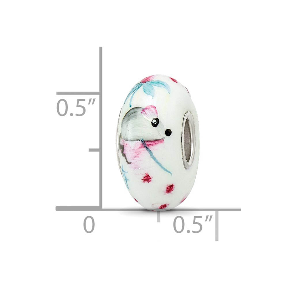 Alternate view of the Fenton Sterling Silver Hand Painted Stella Mouse Glass Bead Charm by The Black Bow Jewelry Co.