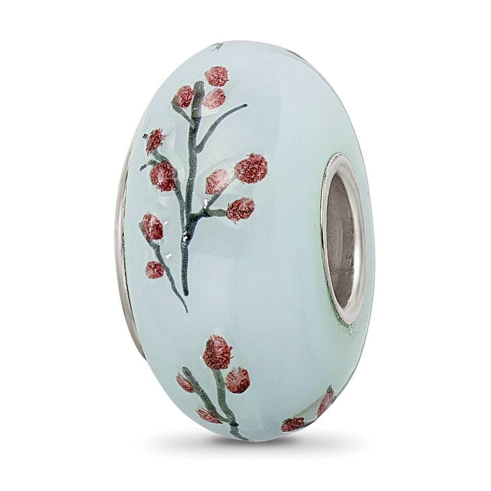 Alternate view of the Fenton Sterling Silver Hand Painted Fluffy Tufty Glass Bead Charm by The Black Bow Jewelry Co.