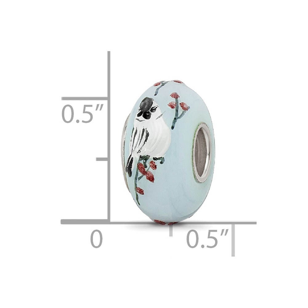 Alternate view of the Fenton Sterling Silver Hand Painted Fluffy Tufty Glass Bead Charm by The Black Bow Jewelry Co.