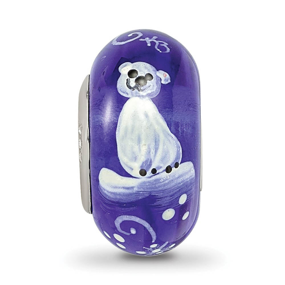 Alternate view of the Fenton Sterling Silver Hand Painted Little Nora Glass Bead Charm by The Black Bow Jewelry Co.