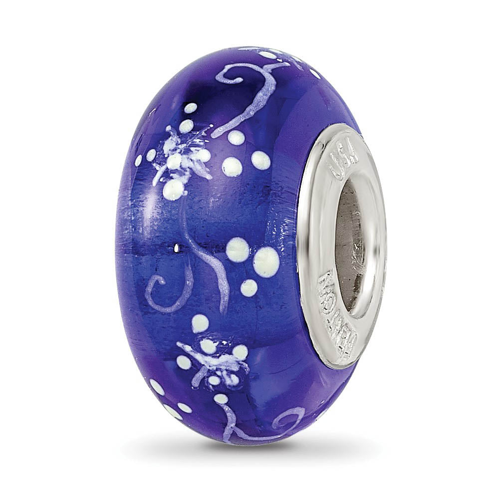 Alternate view of the Fenton Sterling Silver Hand Painted Little Nora Glass Bead Charm by The Black Bow Jewelry Co.