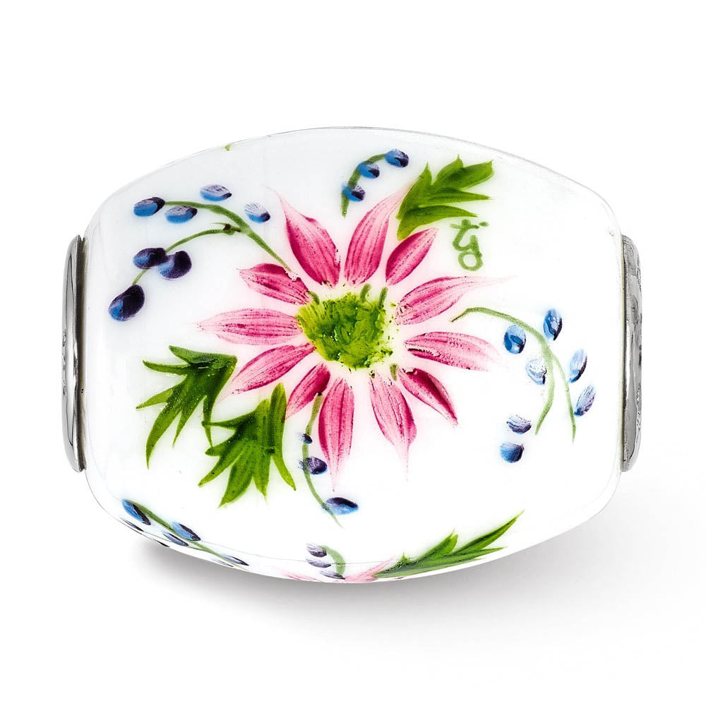 Alternate view of the Fenton Sterling Silver Berries and Blossoms Glass Bead Charm by The Black Bow Jewelry Co.