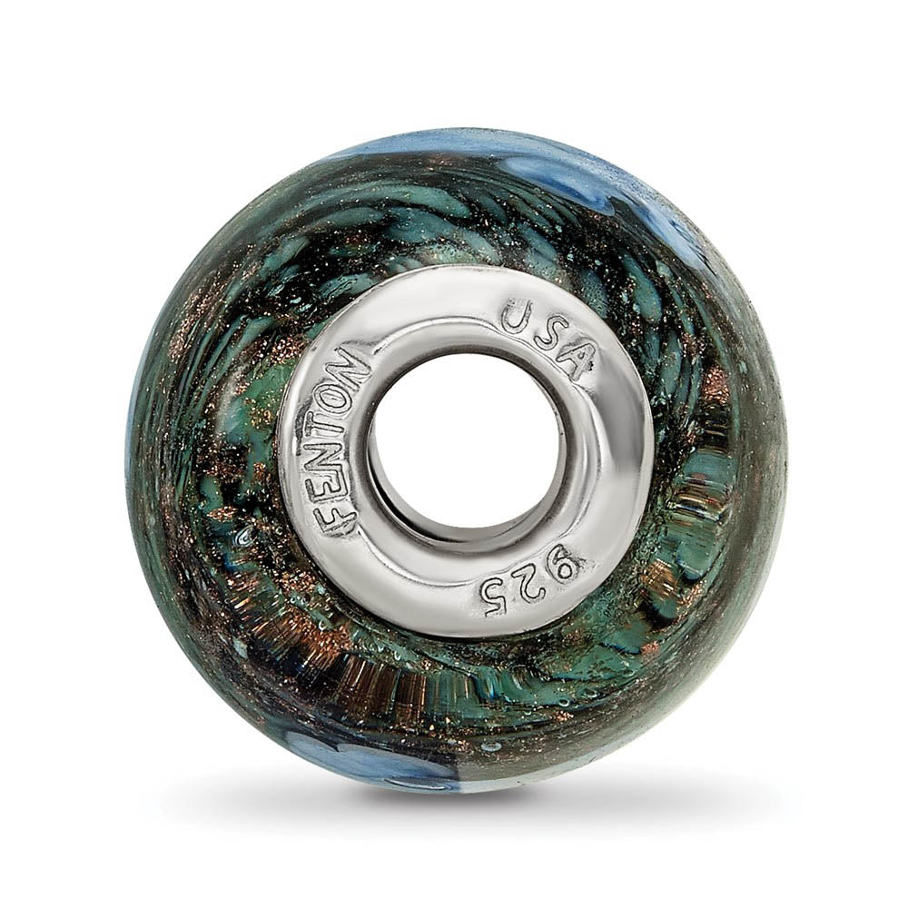 Alternate view of the Fenton Sterling Silver Hydrangeas By Moonlight Glass Bead Charm by The Black Bow Jewelry Co.