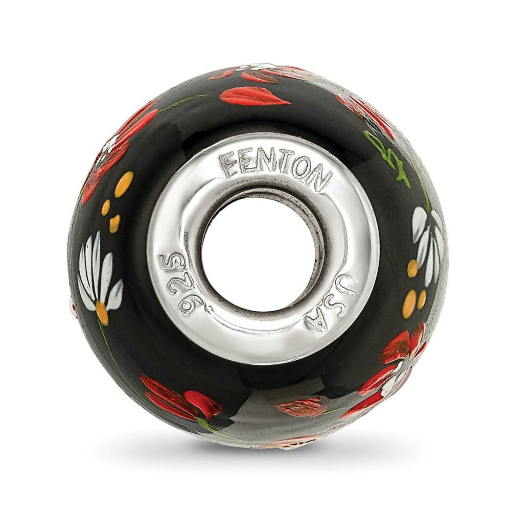 Alternate view of the Fenton Sterling Silver Ebony Bouquet Large Glass Bead Charm by The Black Bow Jewelry Co.