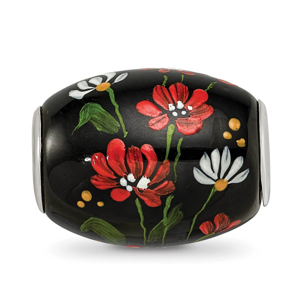 Alternate view of the Fenton Sterling Silver Ebony Bouquet Large Glass Bead Charm by The Black Bow Jewelry Co.