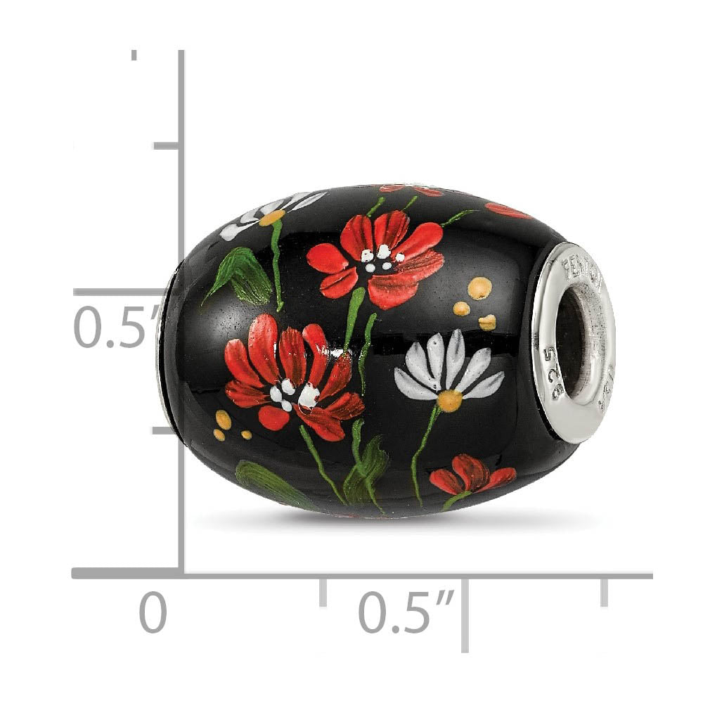 Alternate view of the Fenton Sterling Silver Ebony Bouquet Large Glass Bead Charm by The Black Bow Jewelry Co.