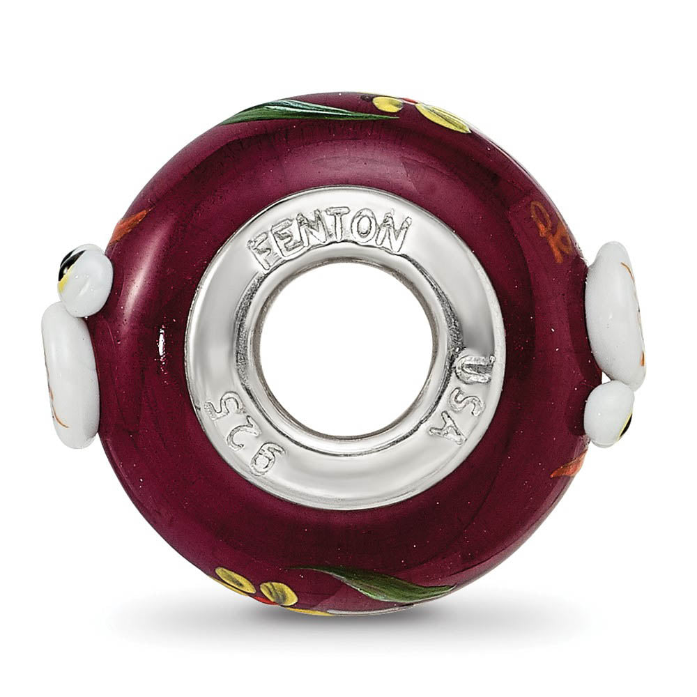 Alternate view of the Fenton Sterling Silver Hand Painted Whooo! 3D Glass Bead Charm by The Black Bow Jewelry Co.