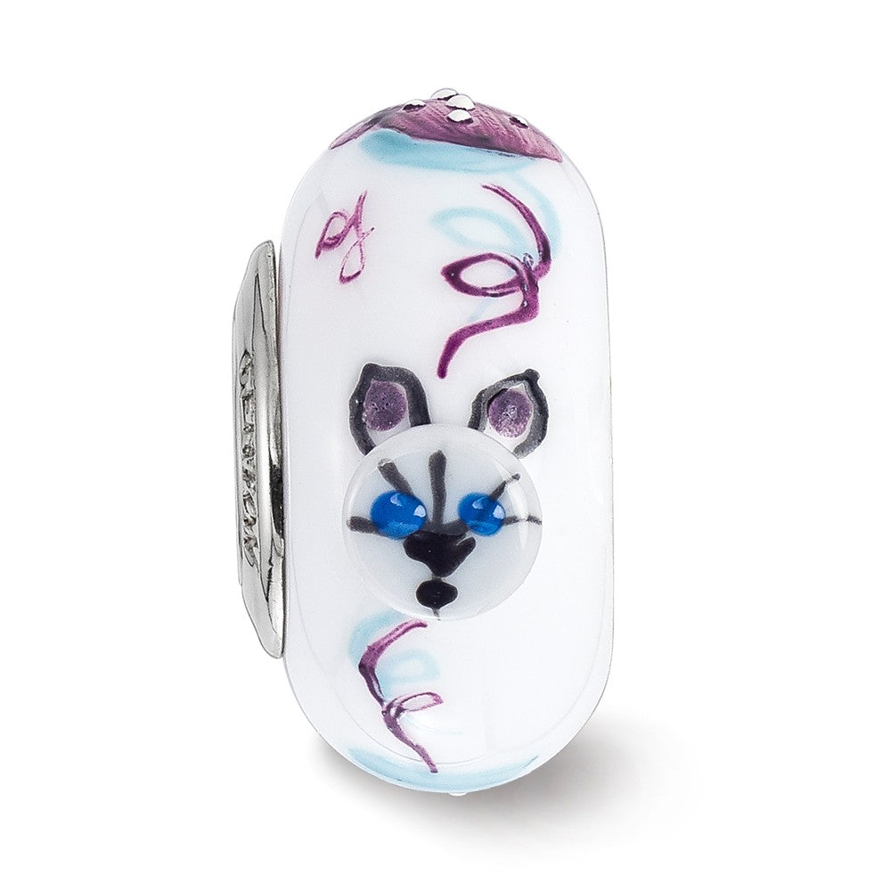Alternate view of the Fenton Sterling Silver Hand Painted Mittens 3D Glass Bead Charm by The Black Bow Jewelry Co.