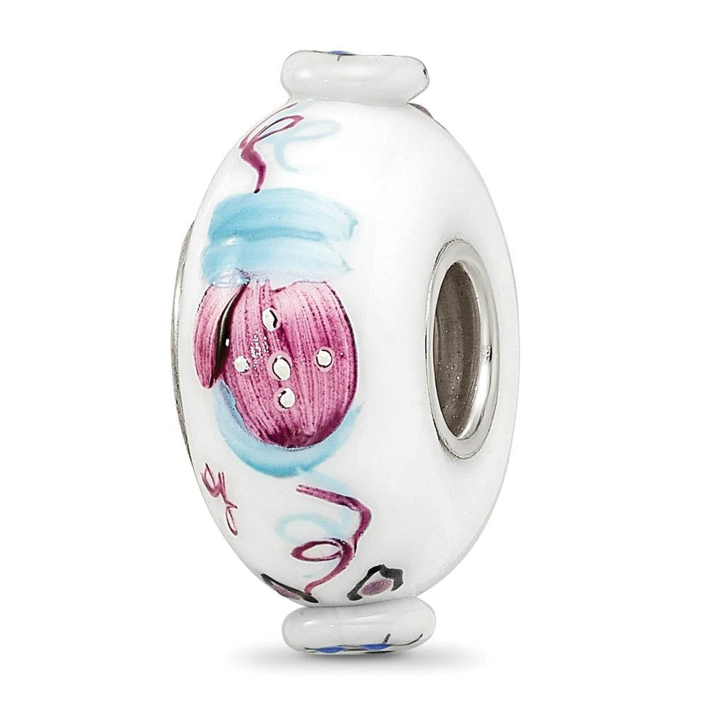 Alternate view of the Fenton Sterling Silver Hand Painted Mittens 3D Glass Bead Charm by The Black Bow Jewelry Co.