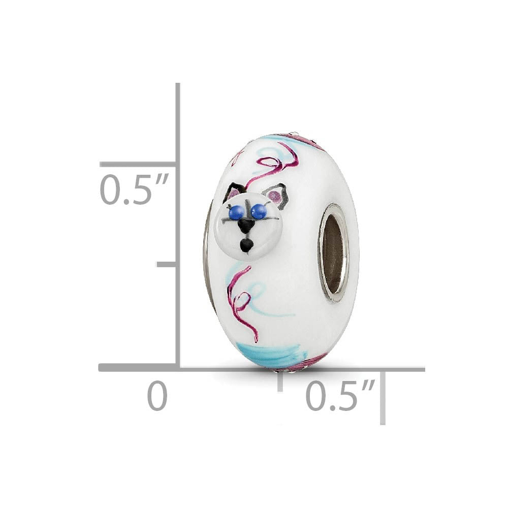 Alternate view of the Fenton Sterling Silver Hand Painted Mittens 3D Glass Bead Charm by The Black Bow Jewelry Co.