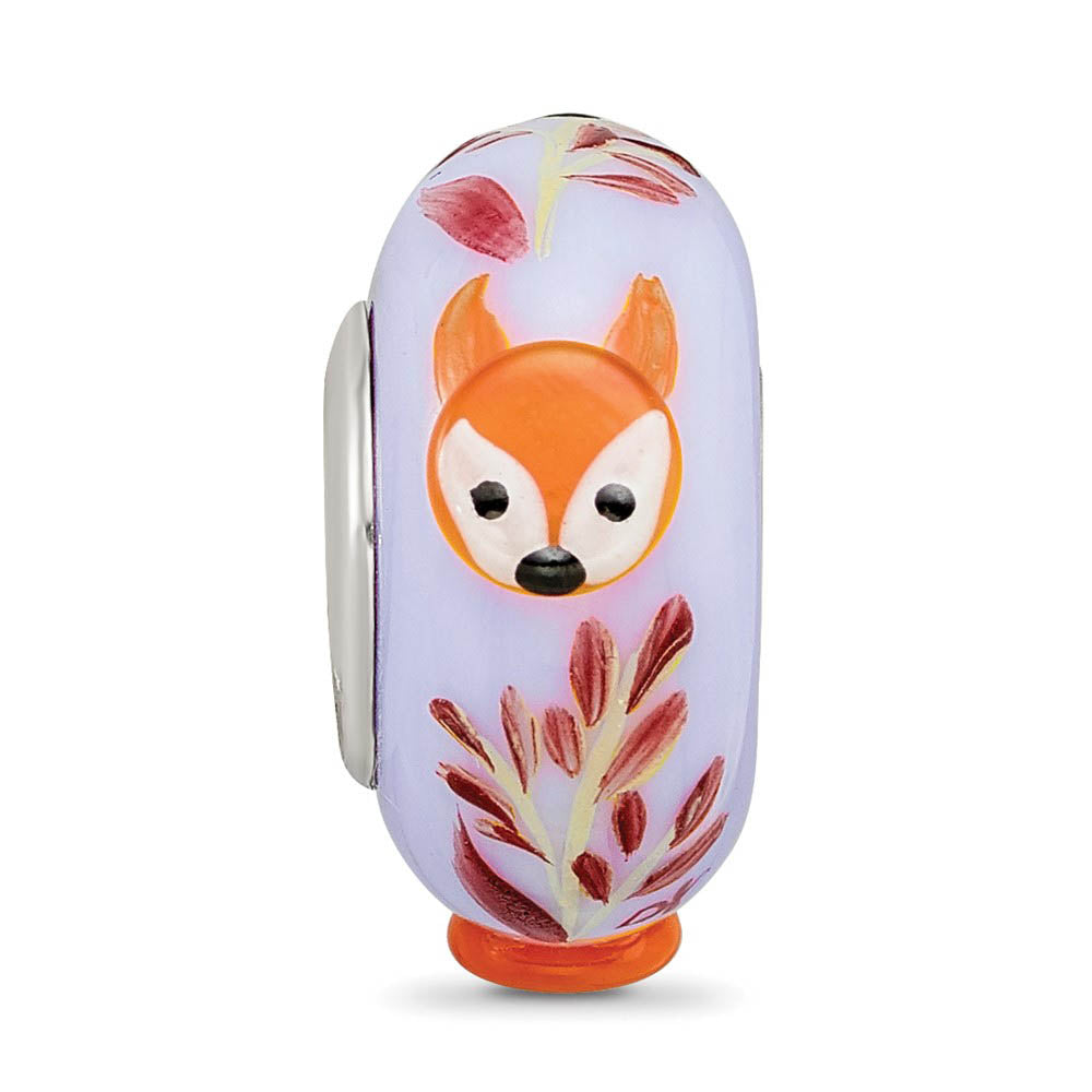 Alternate view of the Fenton Sterling Silver Hand Painted Copper Fox 3D Glass Bead Charm by The Black Bow Jewelry Co.