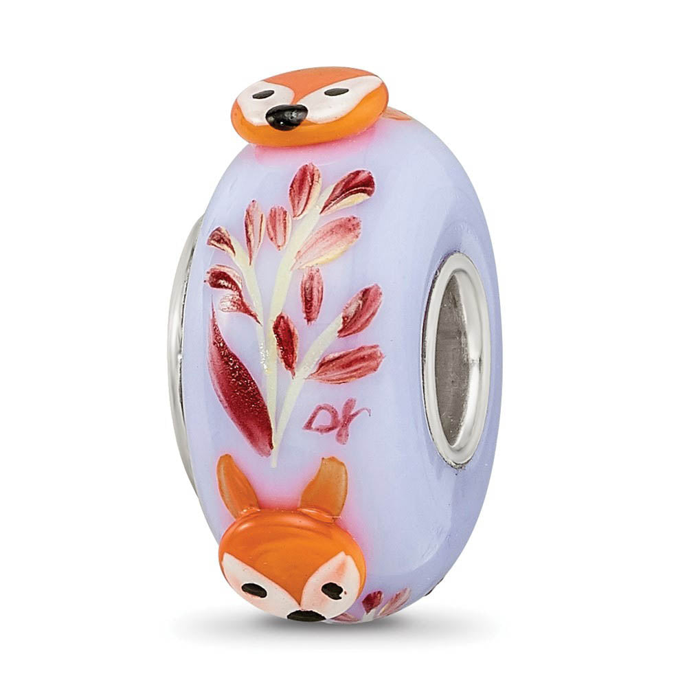 Alternate view of the Fenton Sterling Silver Hand Painted Copper Fox 3D Glass Bead Charm by The Black Bow Jewelry Co.