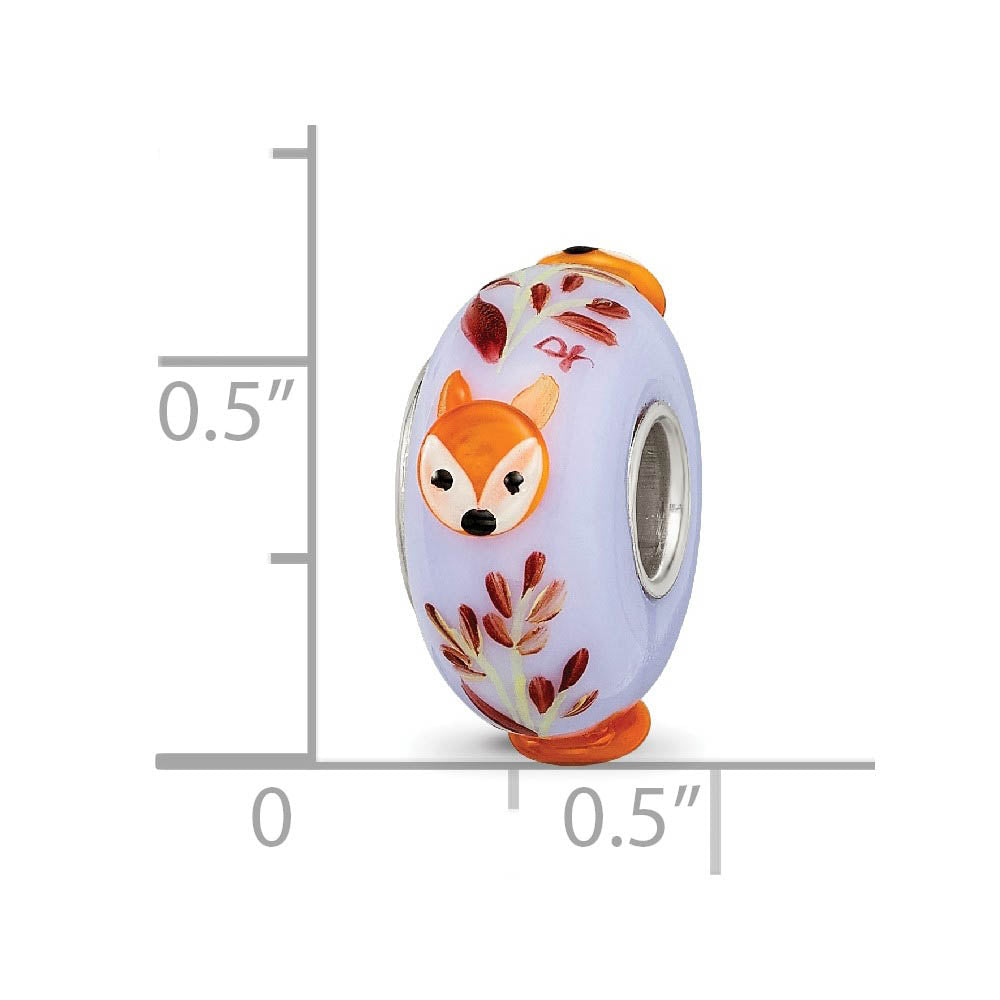 Alternate view of the Fenton Sterling Silver Hand Painted Copper Fox 3D Glass Bead Charm by The Black Bow Jewelry Co.