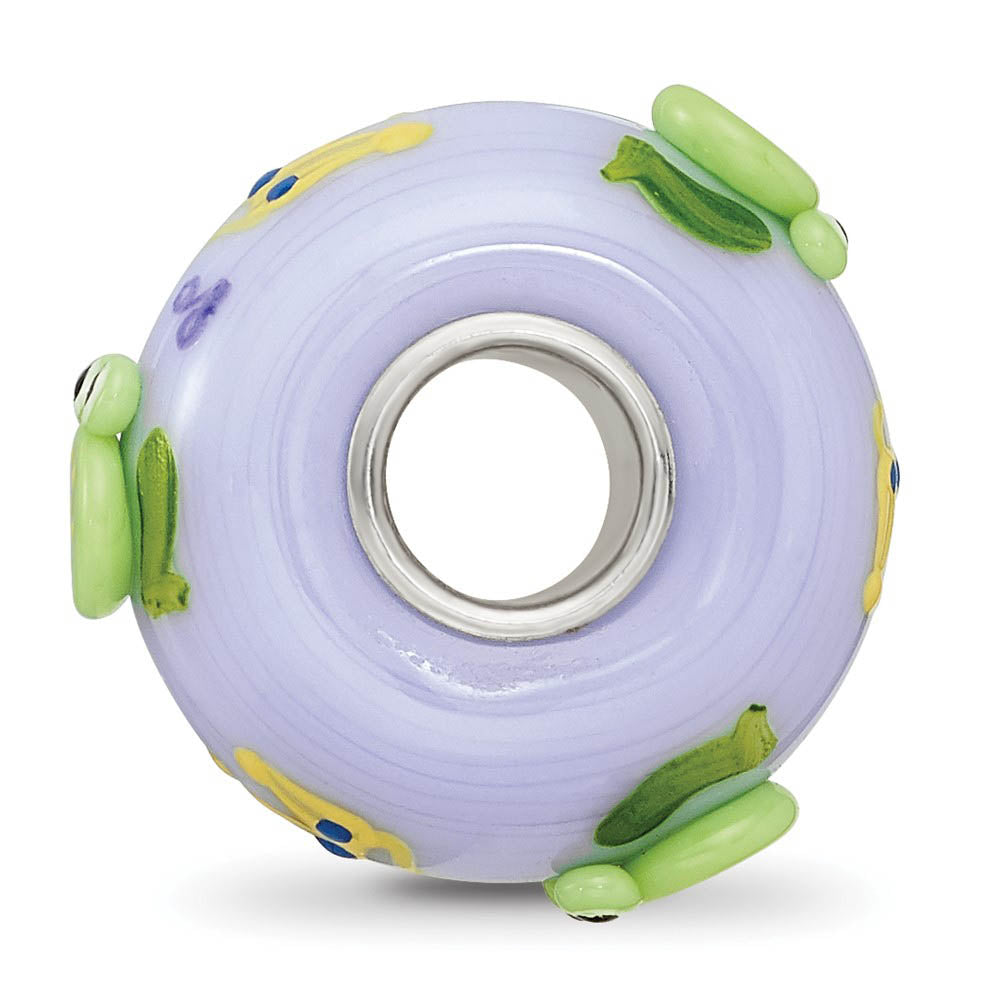 Alternate view of the Fenton Sterling Silver Hand Painted Froggie Kisses 3D Glass Bead Charm by The Black Bow Jewelry Co.