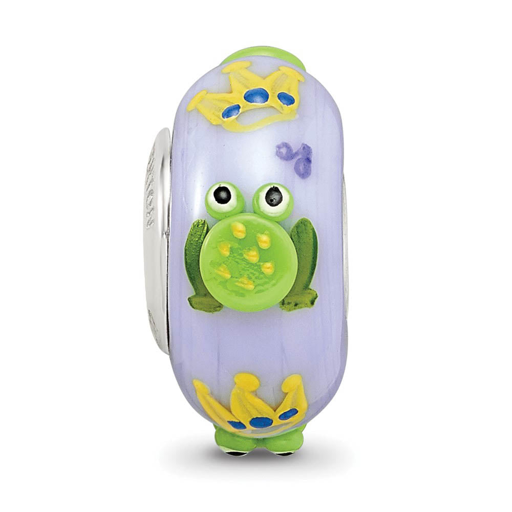 Alternate view of the Fenton Sterling Silver Hand Painted Froggie Kisses 3D Glass Bead Charm by The Black Bow Jewelry Co.