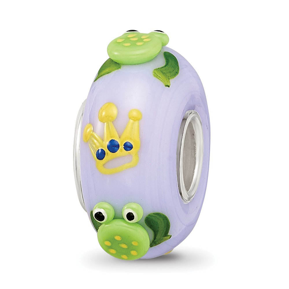 Alternate view of the Fenton Sterling Silver Hand Painted Froggie Kisses 3D Glass Bead Charm by The Black Bow Jewelry Co.