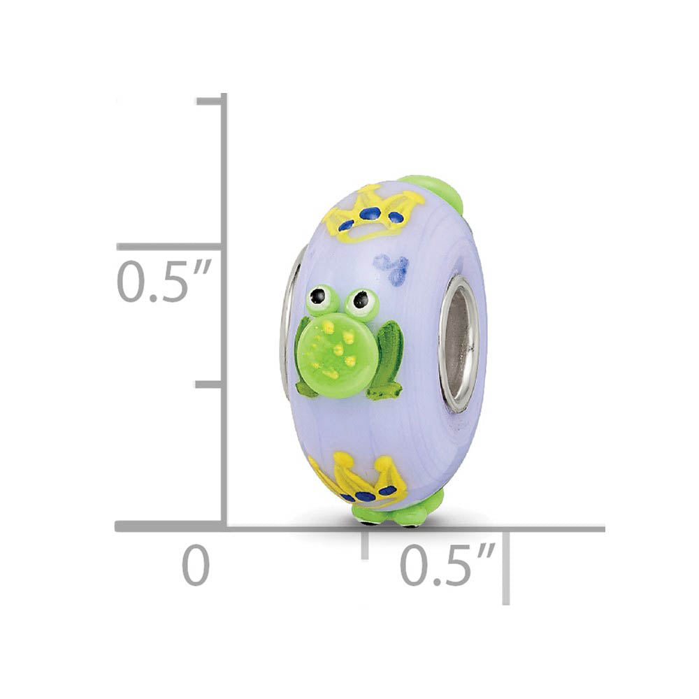 Alternate view of the Fenton Sterling Silver Hand Painted Froggie Kisses 3D Glass Bead Charm by The Black Bow Jewelry Co.