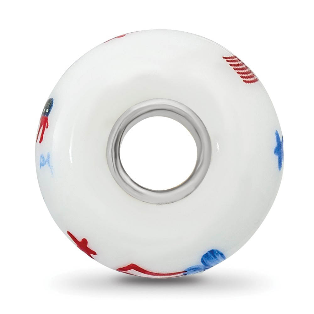 Alternate view of the Fenton Sterling Silver Patriotic Democrat Glass Bead Charm by The Black Bow Jewelry Co.