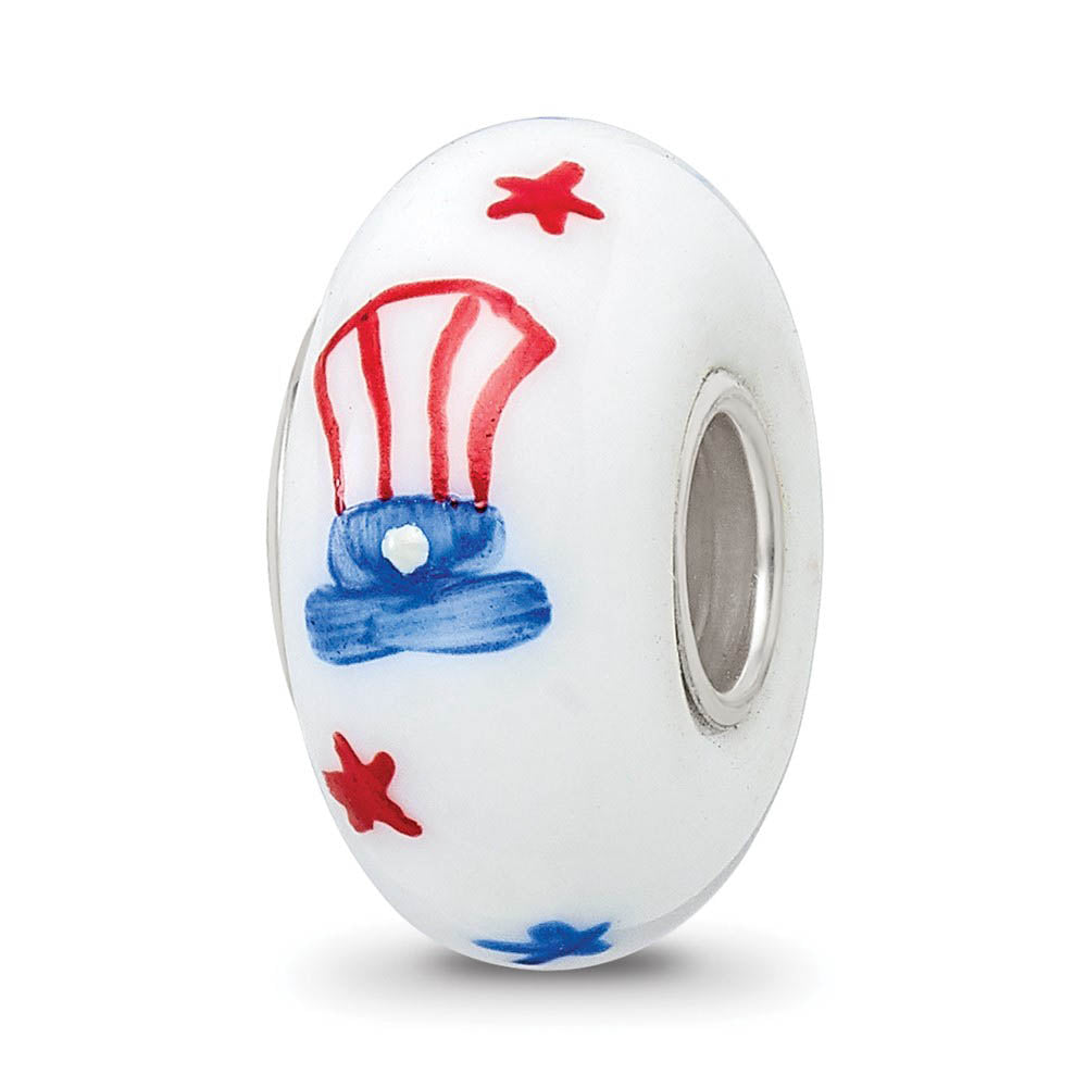 Alternate view of the Fenton Sterling Silver Patriotic Democrat Glass Bead Charm by The Black Bow Jewelry Co.