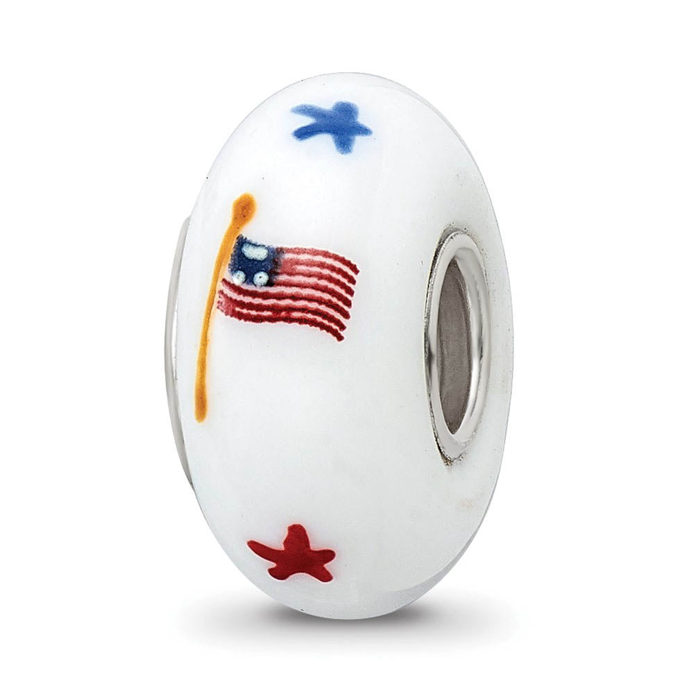 Alternate view of the Fenton Sterling Silver Patriotic Democrat Glass Bead Charm by The Black Bow Jewelry Co.