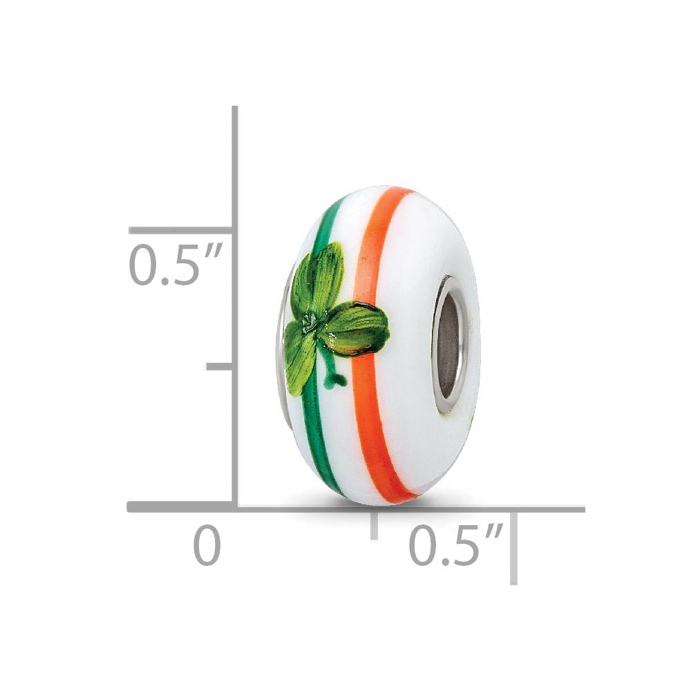 Alternate view of the Fenton Sterling Silver Hand Painted The Irish Glass Bead Charm by The Black Bow Jewelry Co.