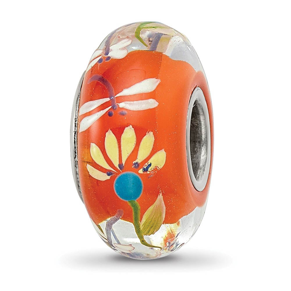 Fenton Sterling Silver Dragonfly Love Fenton Glass Bead Charm, Item B13373 by The Black Bow Jewelry Co.