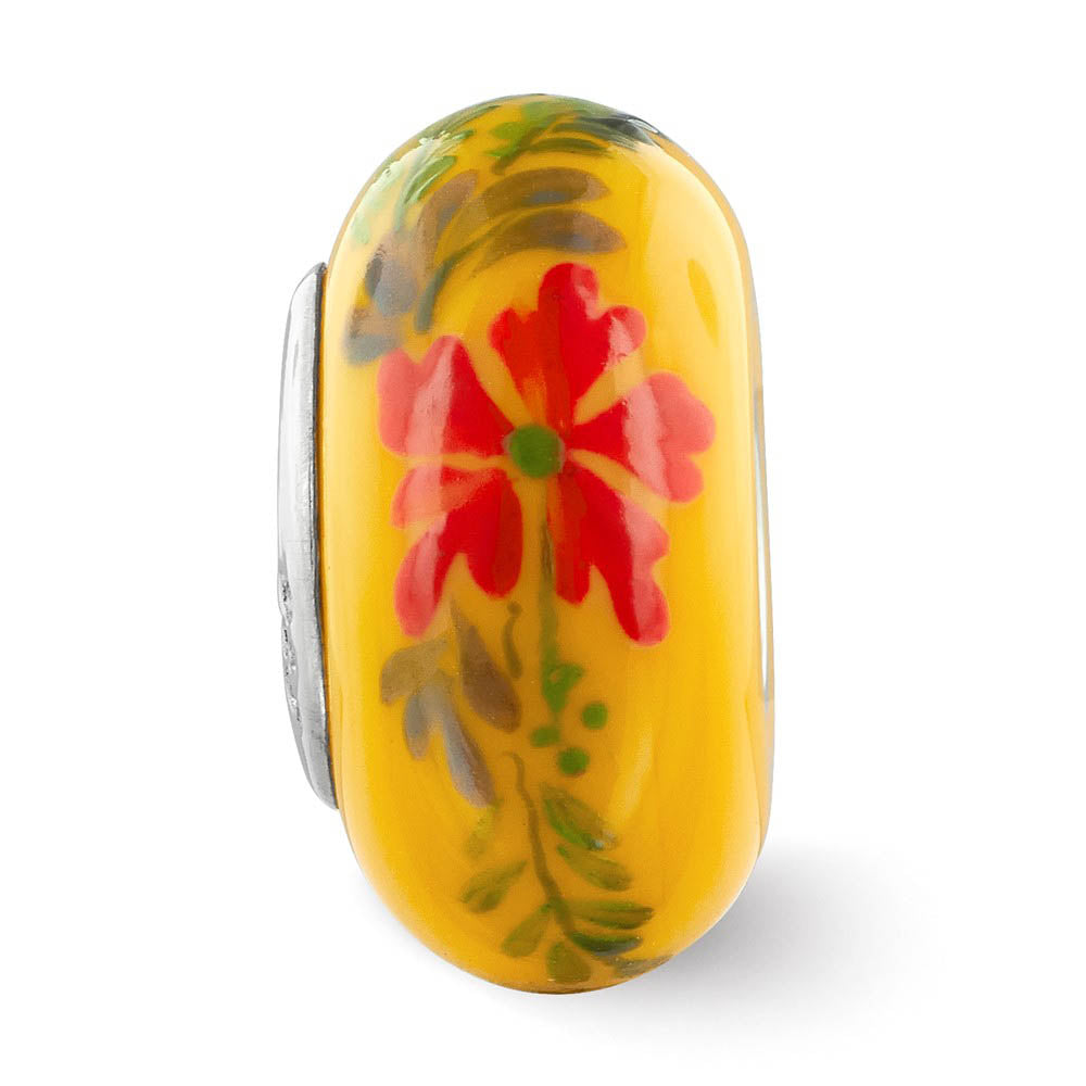 Alternate view of the Fenton Sterling Silver Hand Painted Luau Glass Bead Charm by The Black Bow Jewelry Co.