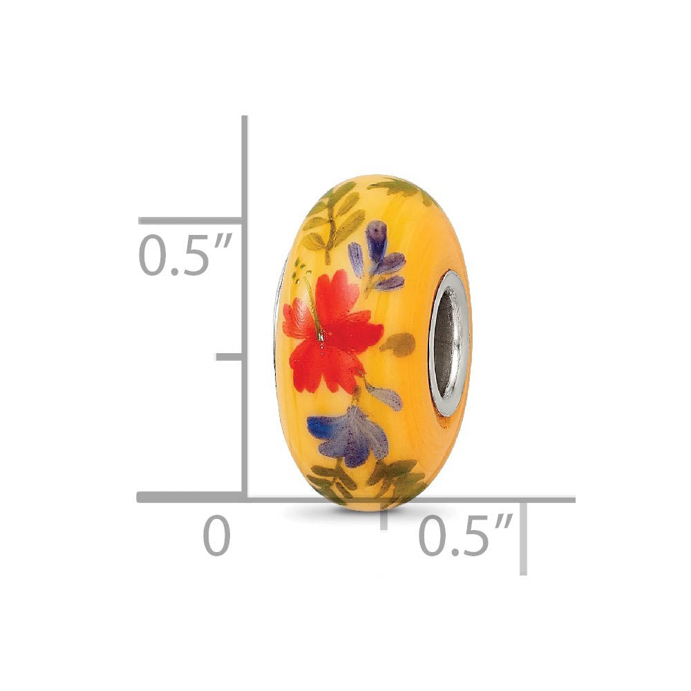 Alternate view of the Fenton Sterling Silver Hand Painted Luau Glass Bead Charm by The Black Bow Jewelry Co.