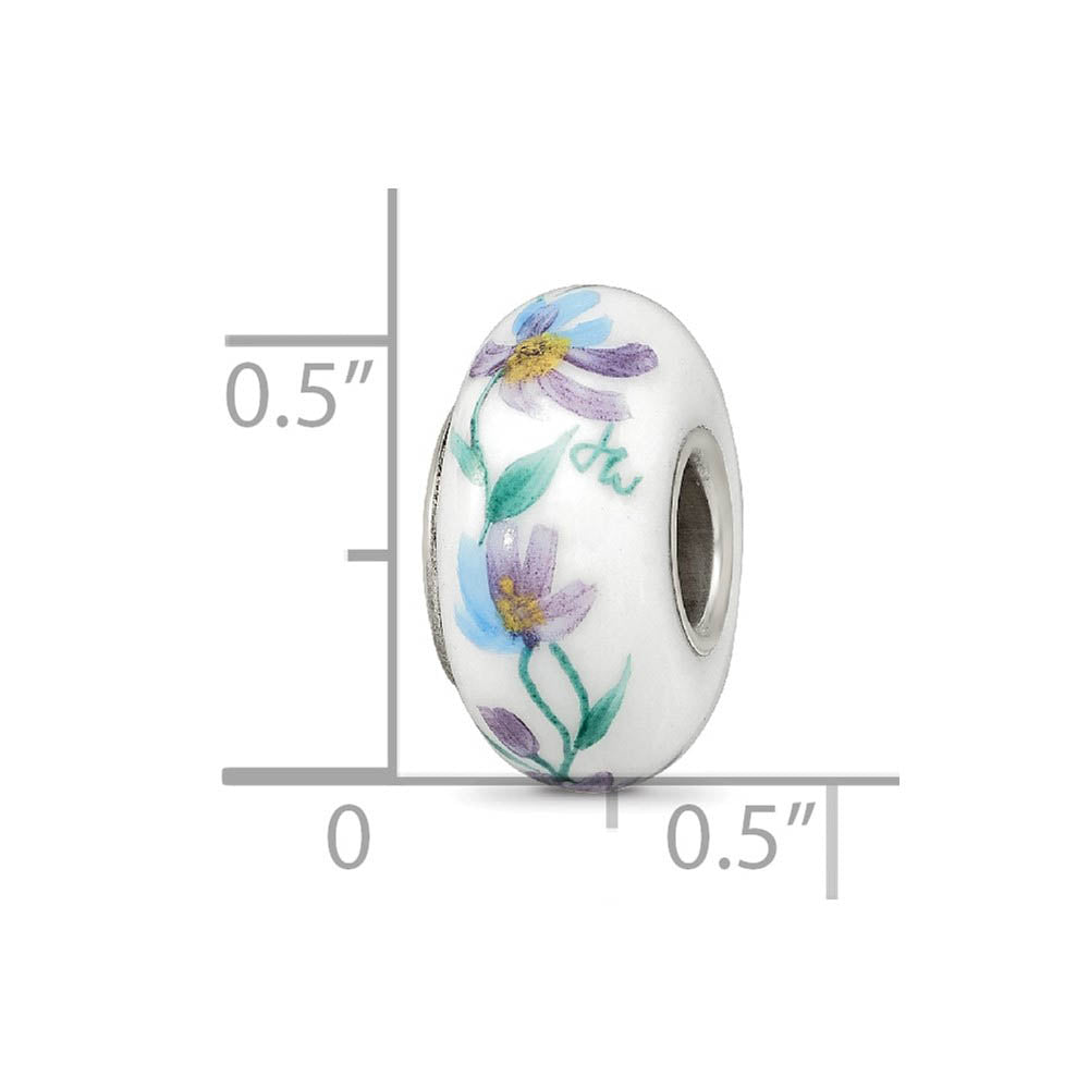 Alternate view of the Fenton Sterling Silver Misty Morning Flowers Glass Bead Charm by The Black Bow Jewelry Co.