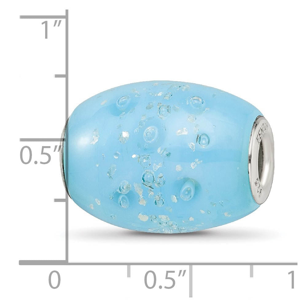 Alternate view of the Fenton Sterling Silver Blue Frosted Windowpanes Glass Bead Charm by The Black Bow Jewelry Co.