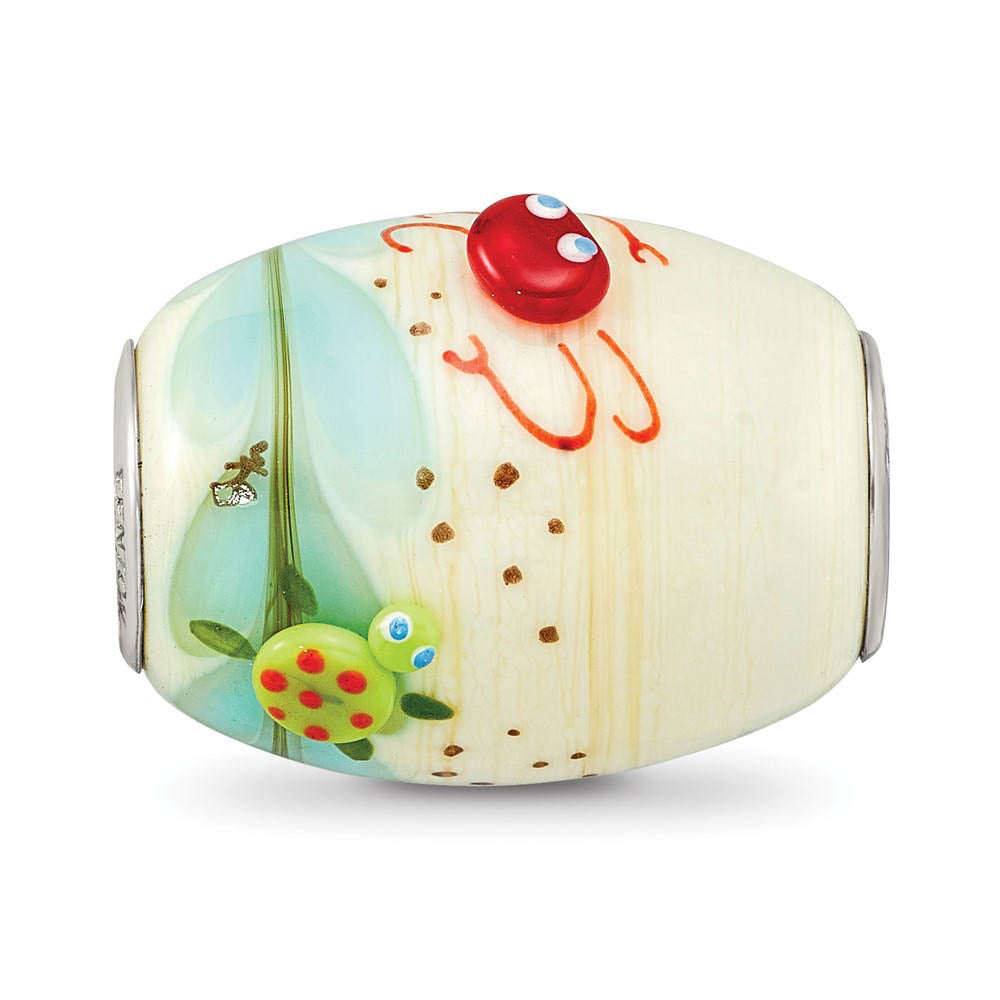 Alternate view of the Fenton Sterling Silver Sea Life Catchn A Wave Glass Bead Charm by The Black Bow Jewelry Co.