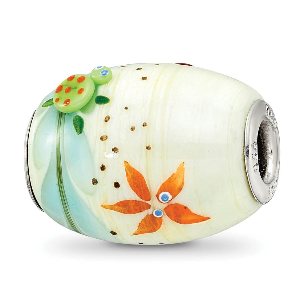 Alternate view of the Fenton Sterling Silver Sea Life Catchn A Wave Glass Bead Charm by The Black Bow Jewelry Co.