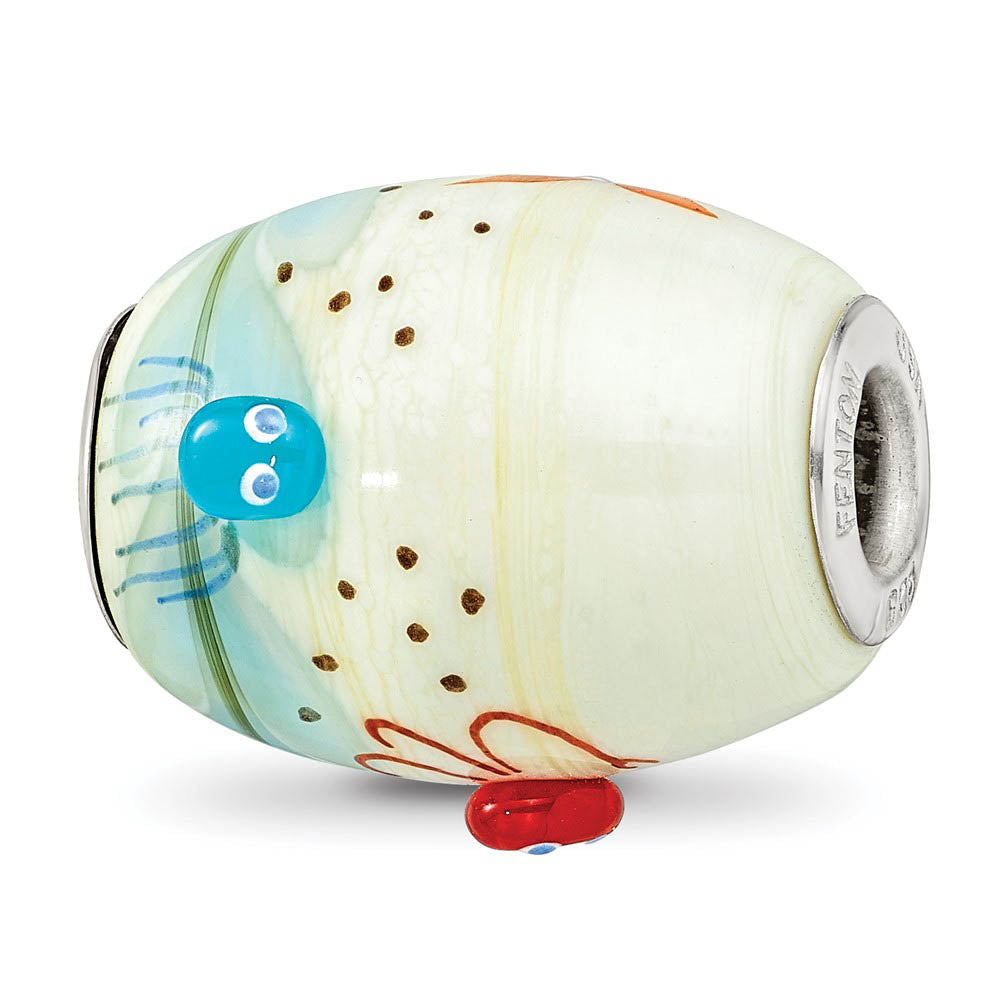 Alternate view of the Fenton Sterling Silver Sea Life Catchn A Wave Glass Bead Charm by The Black Bow Jewelry Co.