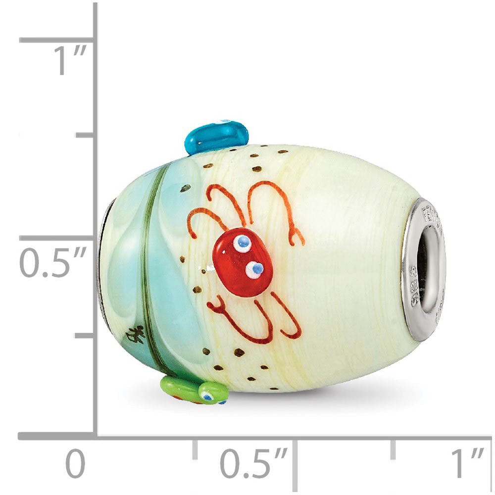 Alternate view of the Fenton Sterling Silver Sea Life Catchn A Wave Glass Bead Charm by The Black Bow Jewelry Co.