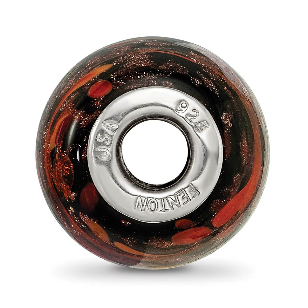 Alternate view of the Fenton Sterling Silver Black/Orange Autumn Fires Glass Bead Charm by The Black Bow Jewelry Co.