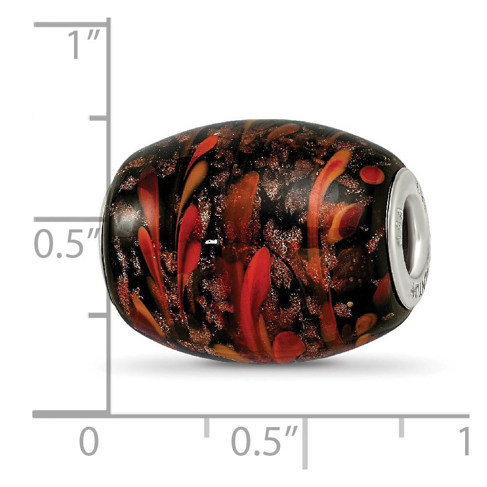 Alternate view of the Fenton Sterling Silver Black/Orange Autumn Fires Glass Bead Charm by The Black Bow Jewelry Co.