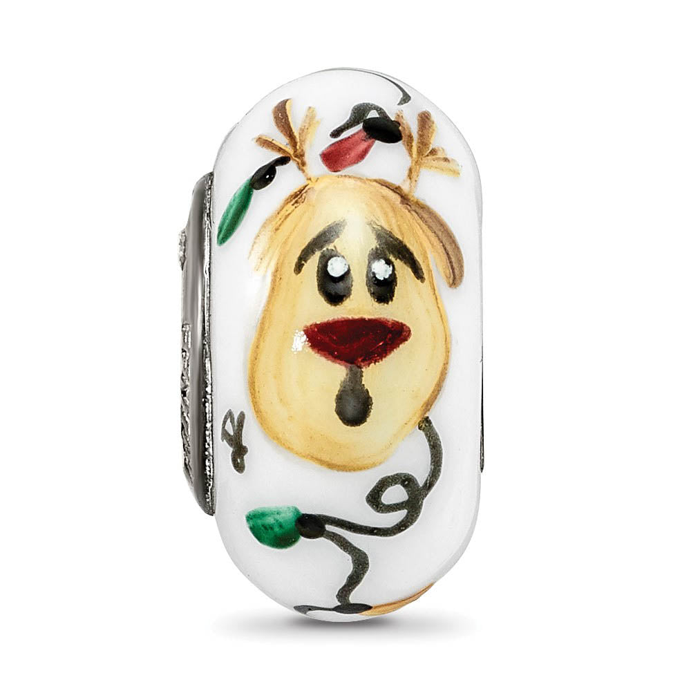 Alternate view of the Fenton Sterling Silver Rudy Reindeer W/Lights Glass Bead Charm by The Black Bow Jewelry Co.