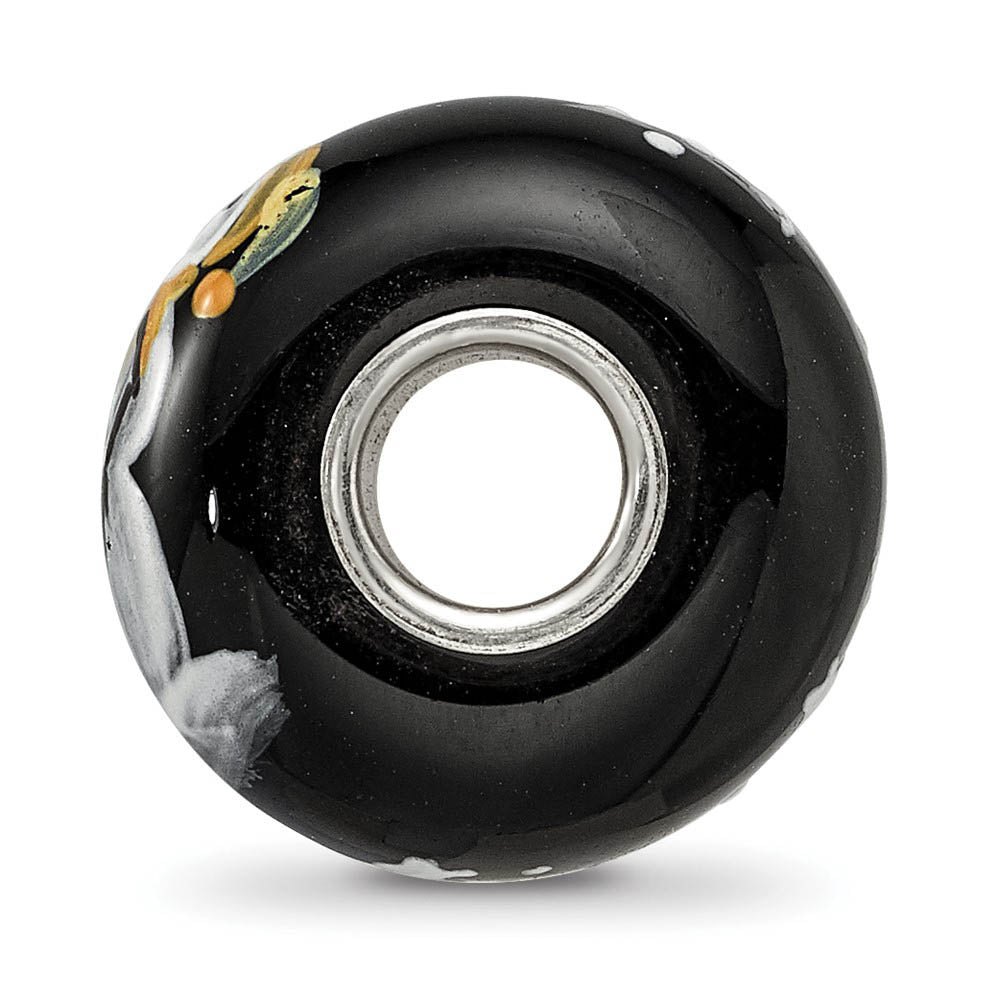 Alternate view of the Fenton Sterling Silver Snowman Frosty Nights Glass Bead Charm by The Black Bow Jewelry Co.