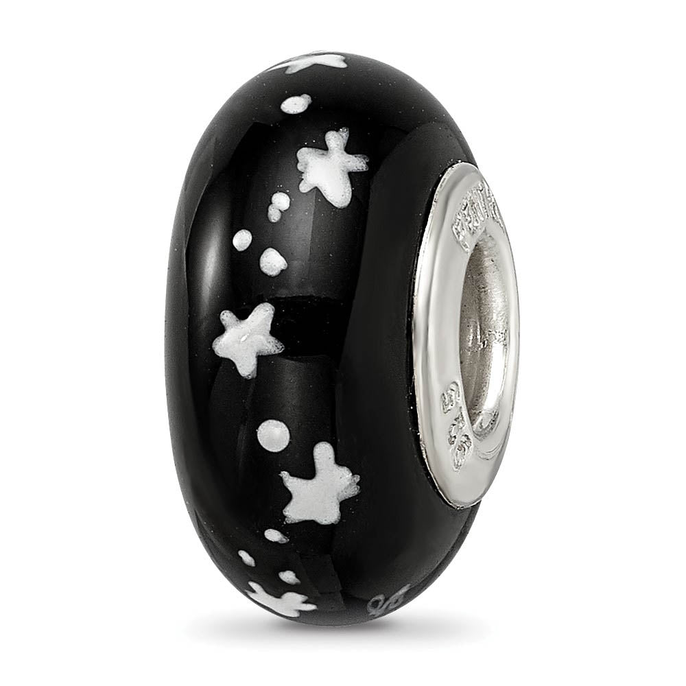 Alternate view of the Fenton Sterling Silver Snowman Frosty Nights Glass Bead Charm by The Black Bow Jewelry Co.