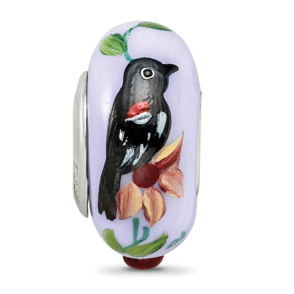 Alternate view of the Fenton Sterling Silver Blue Bye Bye Blackbird Glass Bead Charm by The Black Bow Jewelry Co.