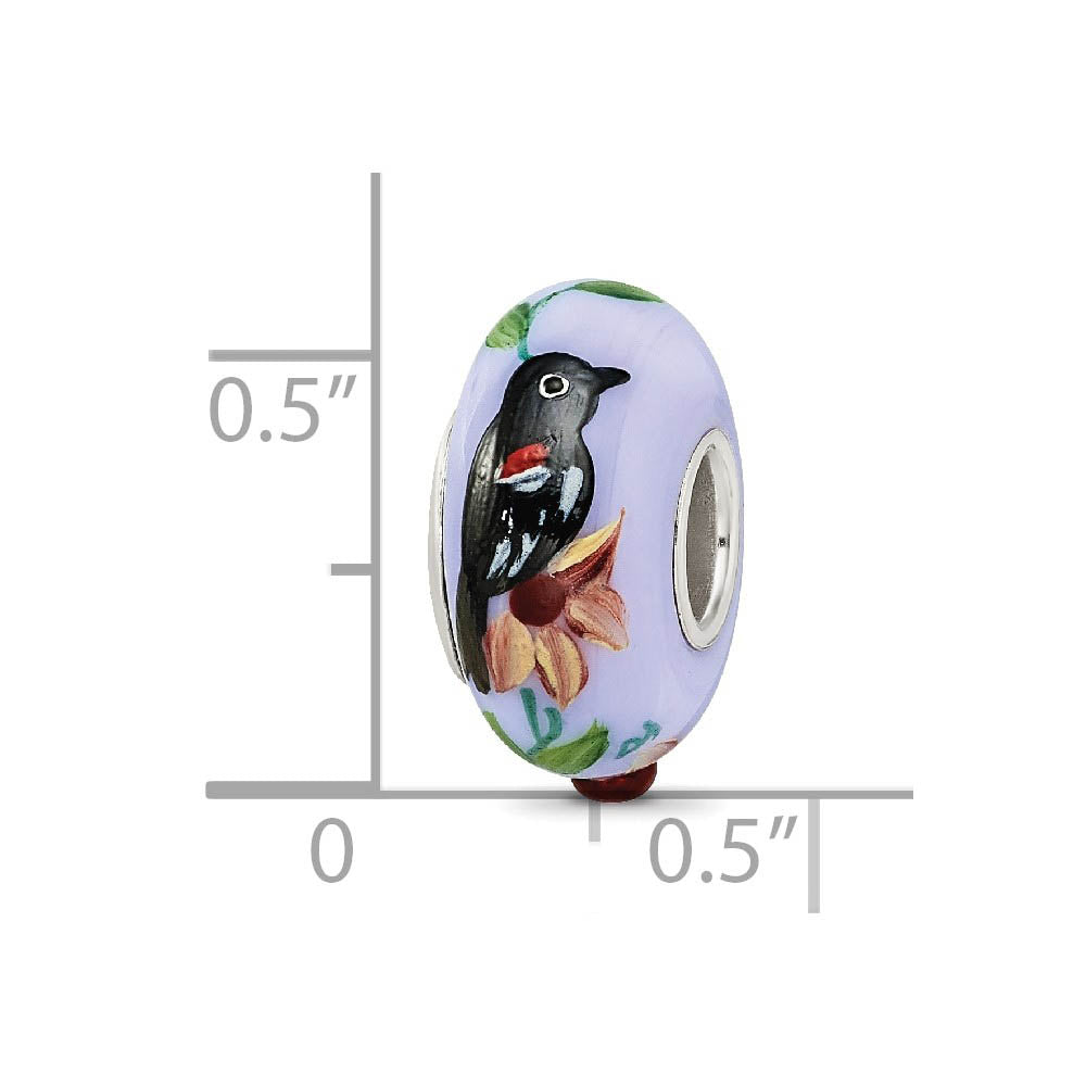 Alternate view of the Fenton Sterling Silver Blue Bye Bye Blackbird Glass Bead Charm by The Black Bow Jewelry Co.