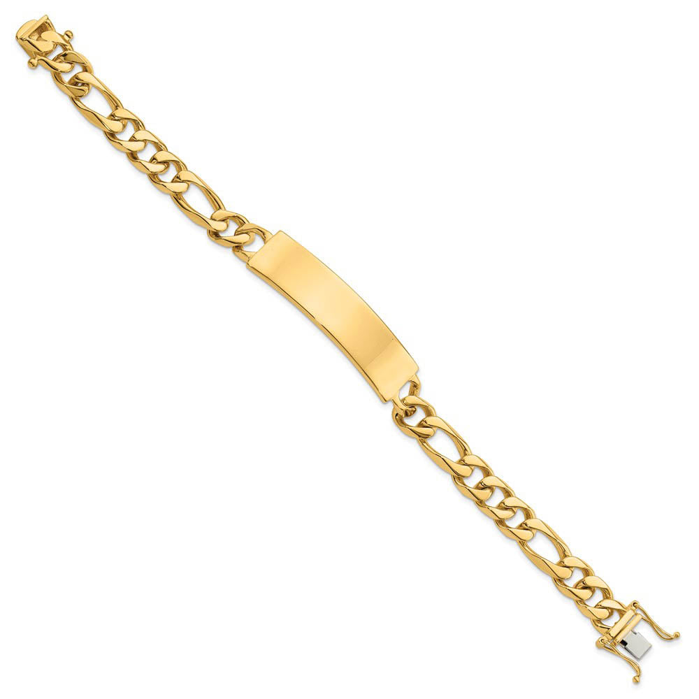 Alternate view of the Men's 9mm 14k Yellow Gold Solid Figaro I.D. Bracelet, 8 Inch by The Black Bow Jewelry Co.