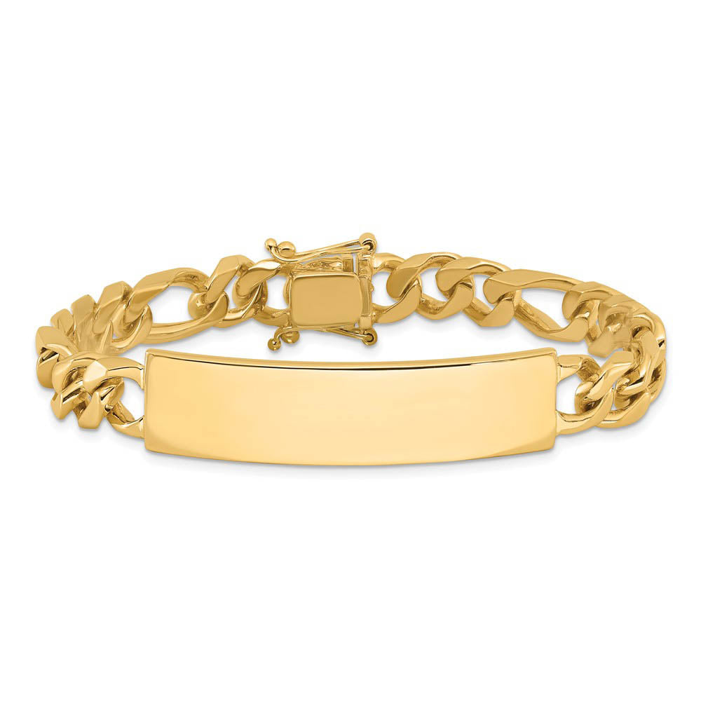 Alternate view of the Men's 9mm 14k Yellow Gold Solid Figaro I.D. Bracelet, 8 Inch by The Black Bow Jewelry Co.