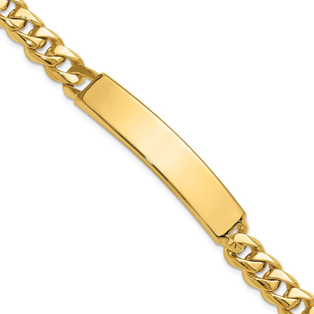 Men's 8mm 14k Yellow Gold Solid Curb Link I.D. Bracelet, 8 Inch
