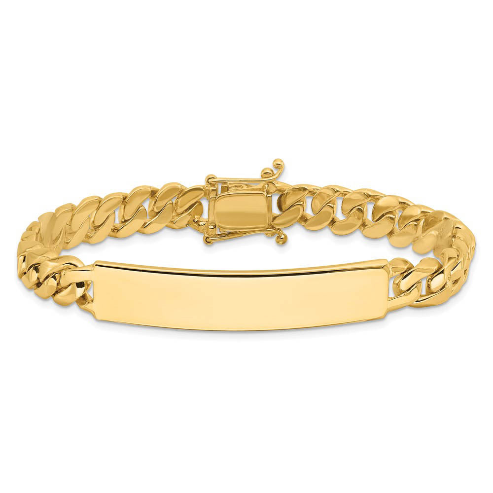 Alternate view of the Men's 8mm 14k Yellow Gold Solid Curb Link I.D. Bracelet, 8 Inch by The Black Bow Jewelry Co.