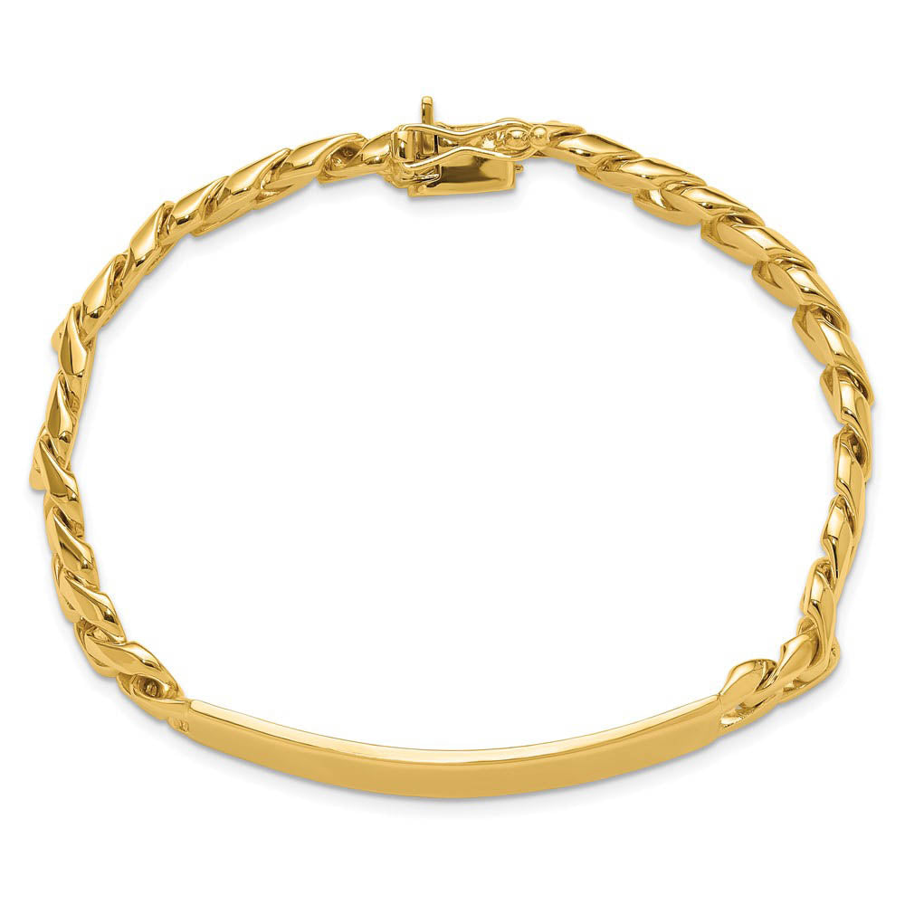 Alternate view of the Men's 8mm 14k Yellow Gold Solid Curb Link I.D. Bracelet, 8 Inch by The Black Bow Jewelry Co.