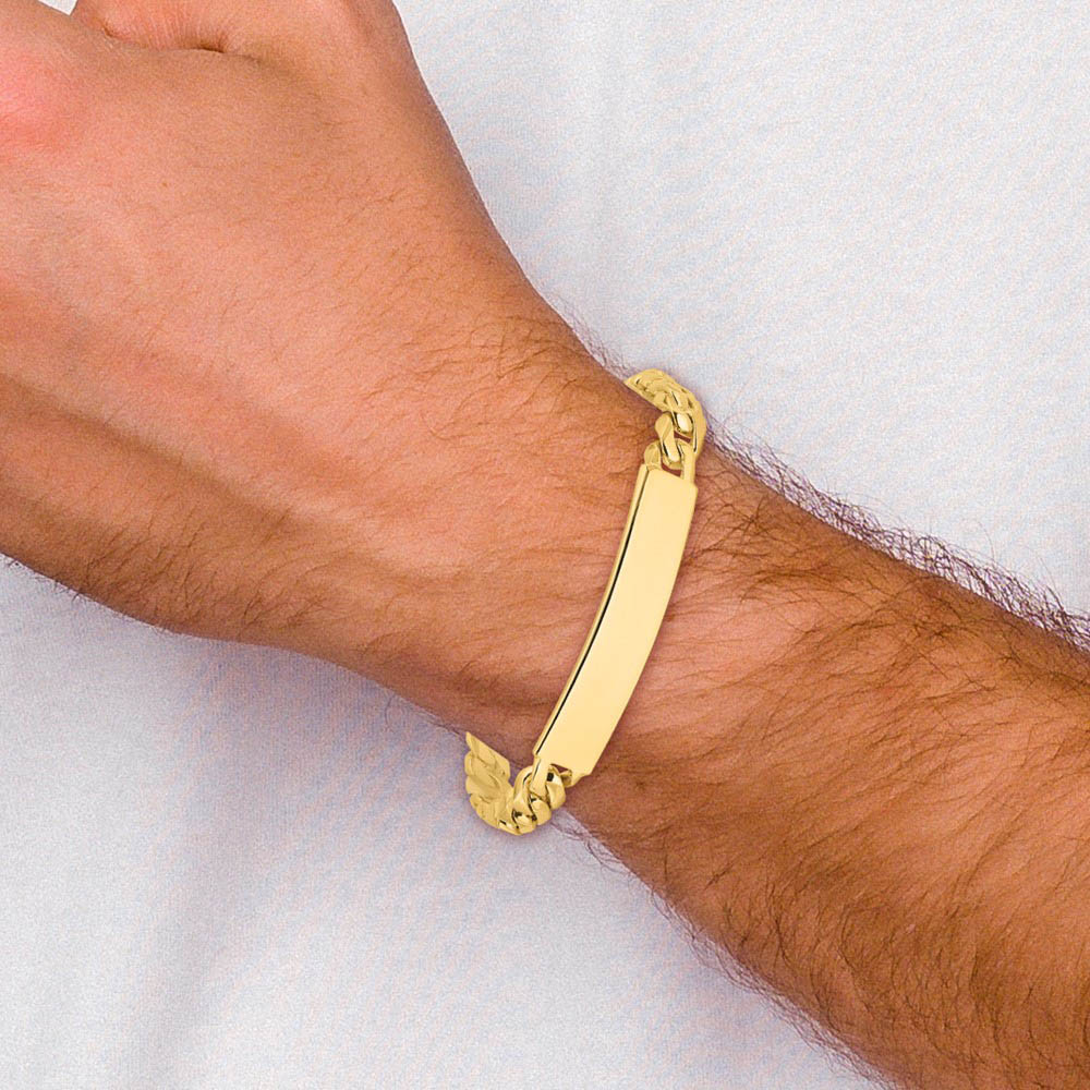 Alternate view of the Men's 8mm 14k Yellow Gold Solid Curb Link I.D. Bracelet, 8 Inch by The Black Bow Jewelry Co.